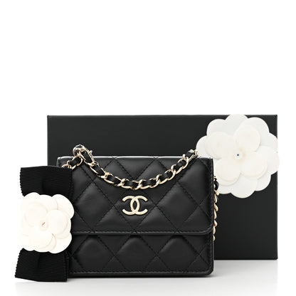 Chanel Lambskin Quilted My Chanel Lady Card Holder On Chain Black 12 of 12