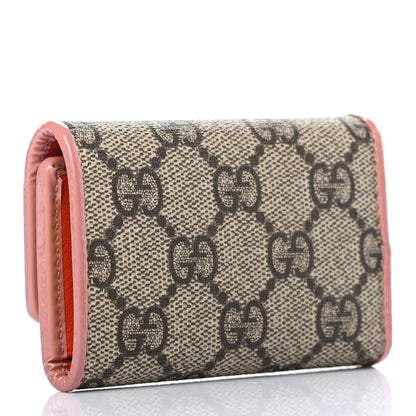 Gucci GG Supreme Monogram Bow 6 Key Holder Case Beige Carmine Rose New Rosette 3 of 8