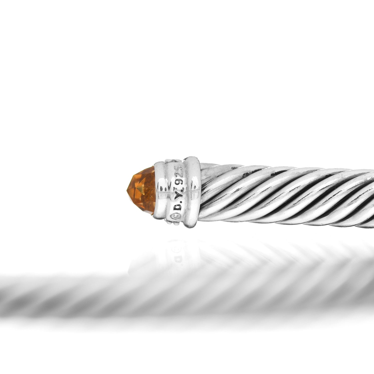 David Yurman Sterling Silver Diamond Citrine 5mm Cable Classics Bracelet 4 of 4