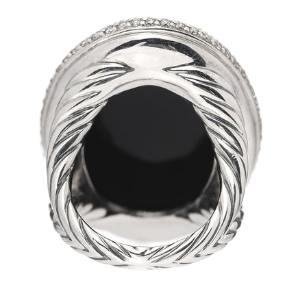 David Yurman Sterling Silver Diamond Black Onyx Signature Oval Ring 54 7 3 of 6