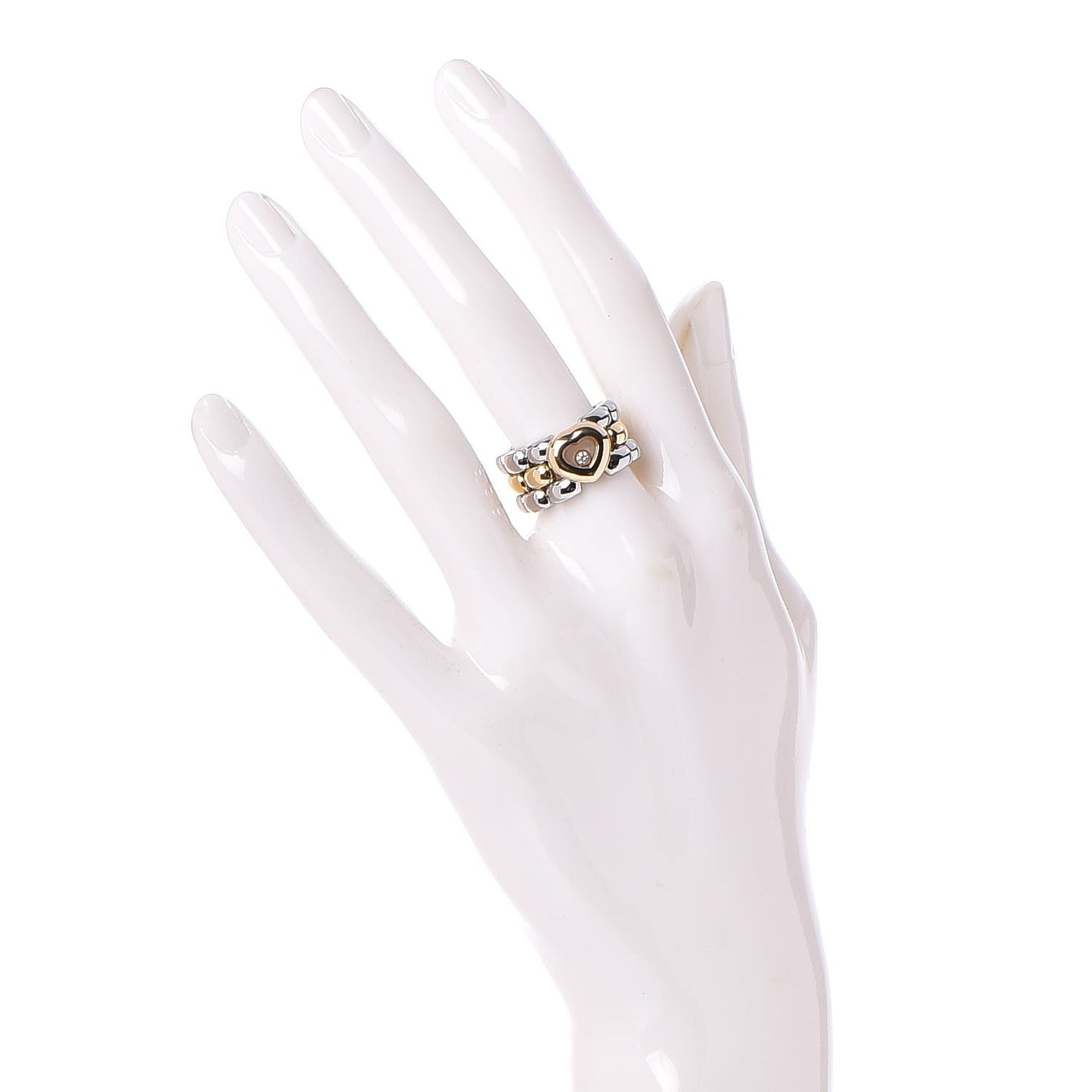 18K Yellow Gold Stainless Steel Happy Diamonds Heart Ring 5.25
