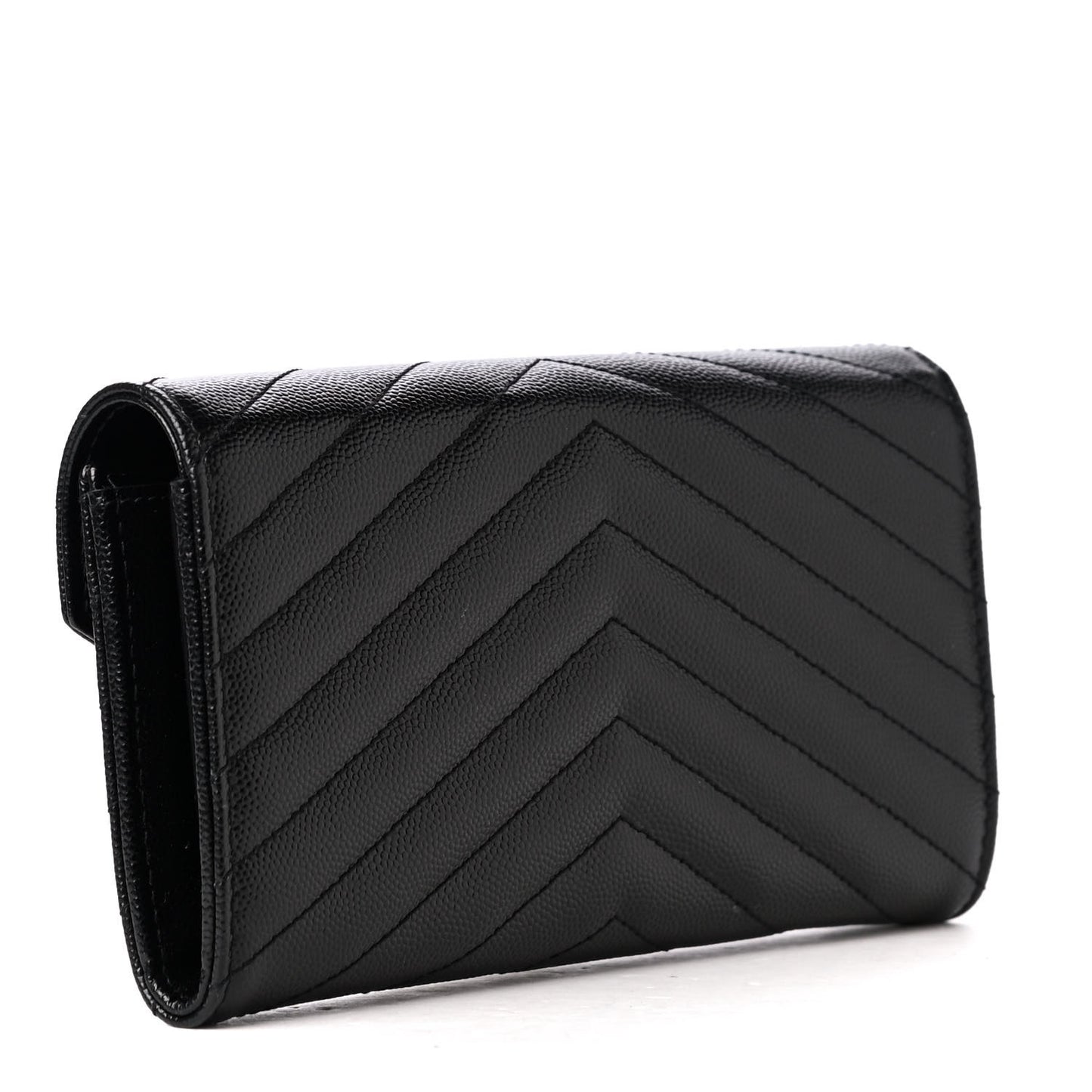 Grain De Poudre Matelasse Chevron Monogram Flap Wallet Black