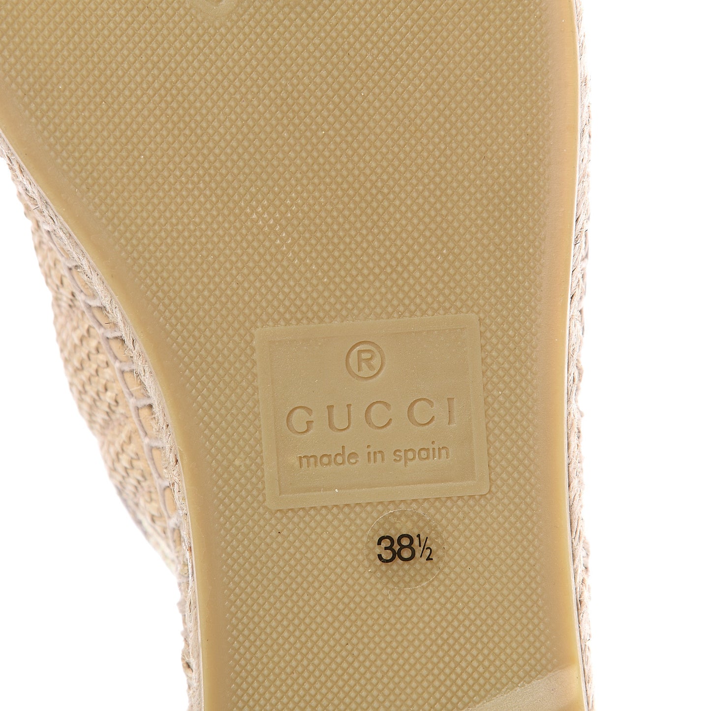 Straw Elaphe Matelasse GG Marmont Espadrille Slippers 38.5 Natural Cream Brown
