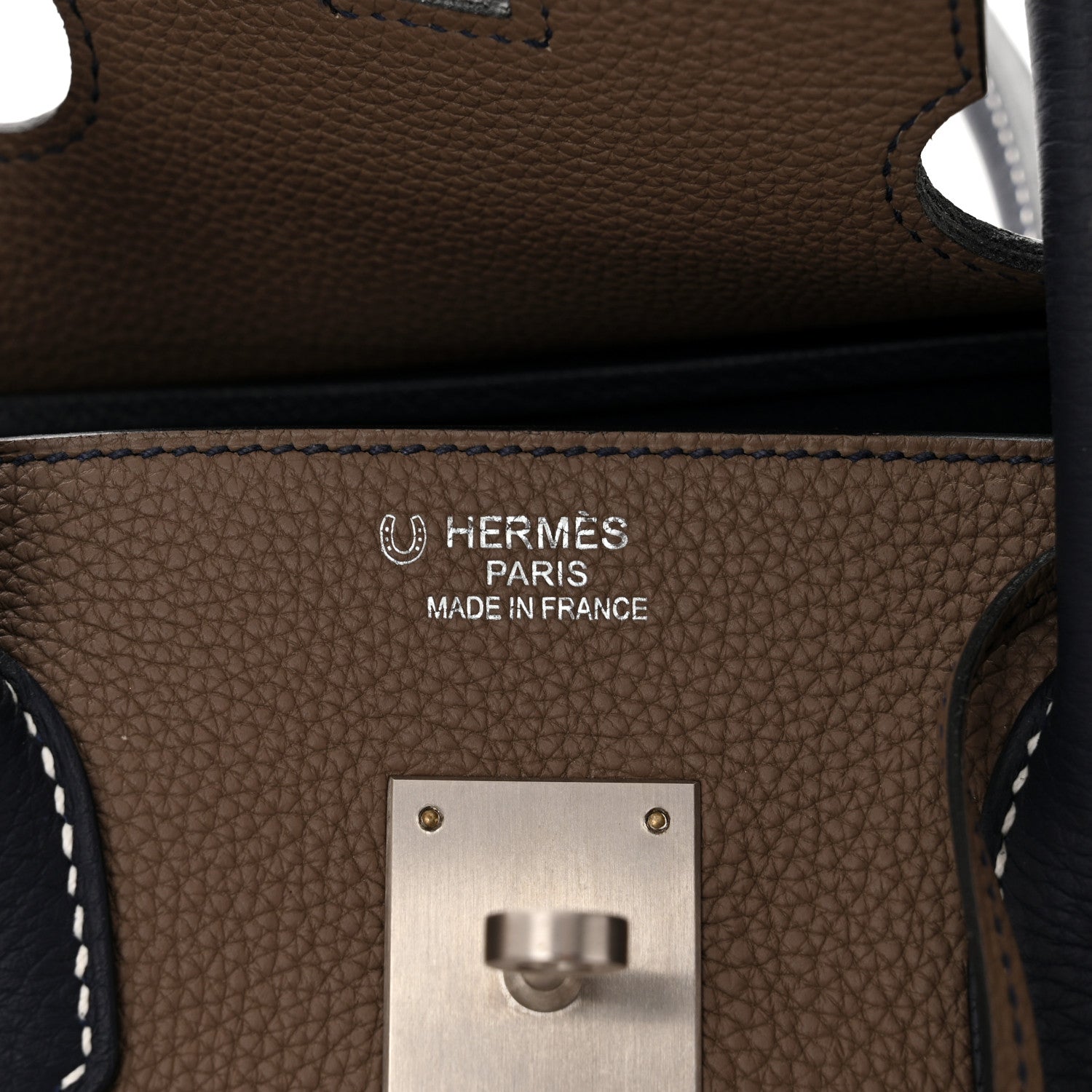 Hermes Togo Horseshoe Birkin 35 Etoupe Bleu Nuit 6 of 13
