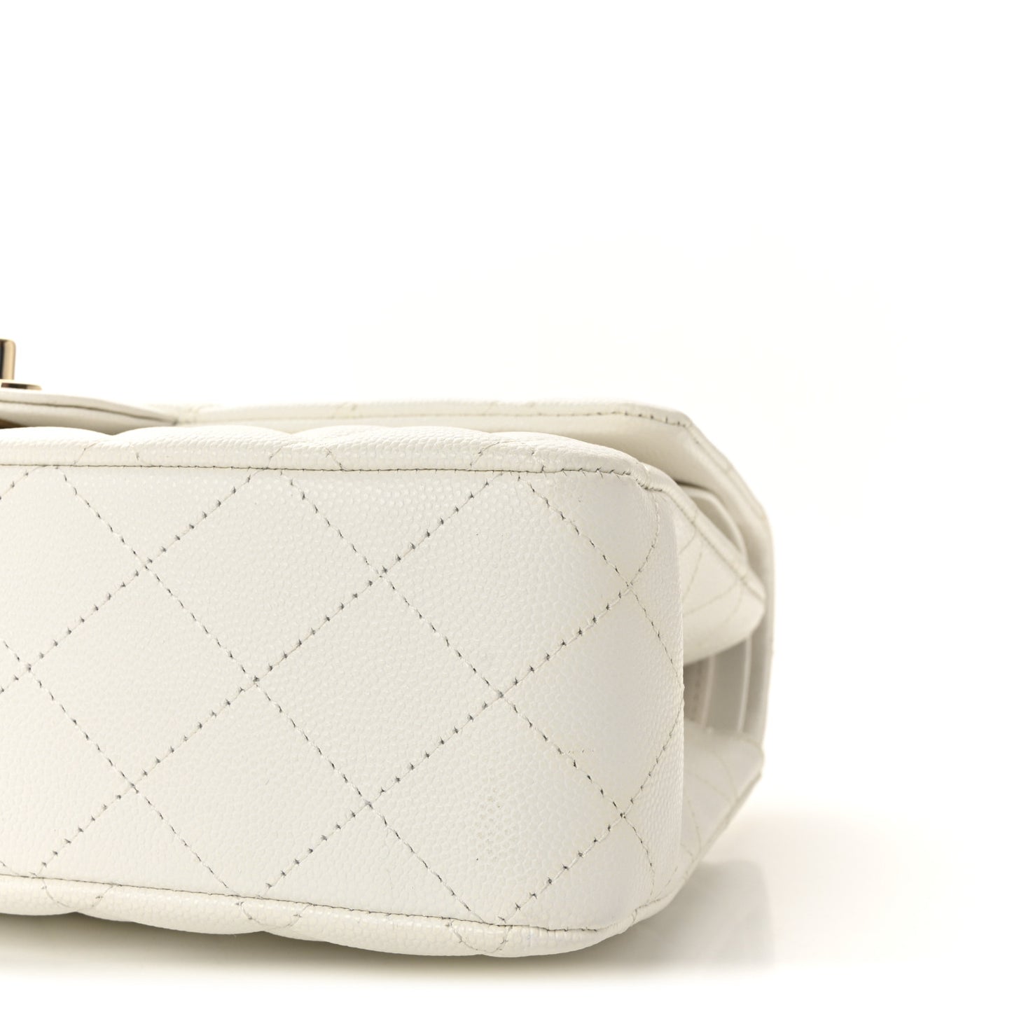 Caviar Quilted Medium Double Flap White