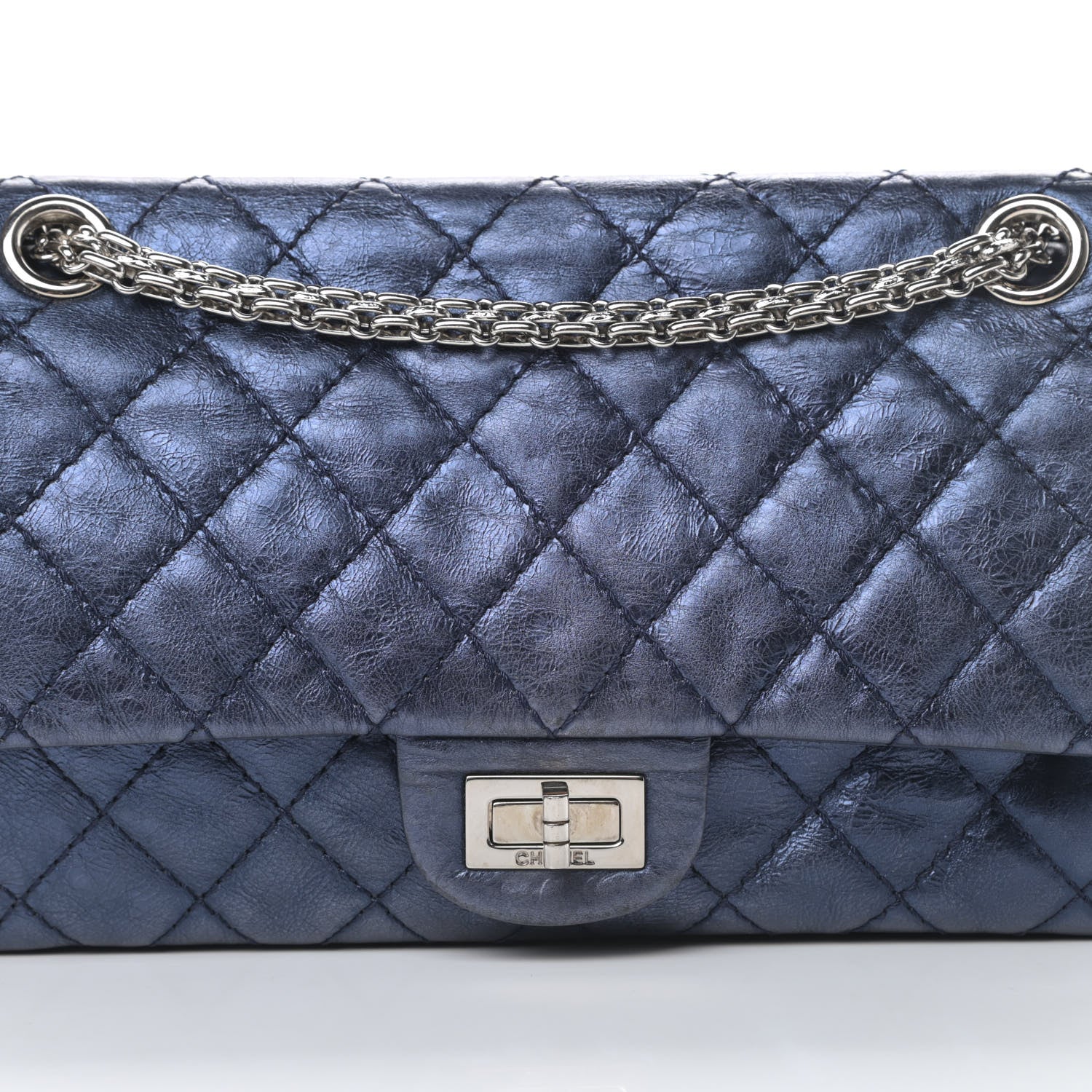 Chanel Metallic Aged Calfskin Quilted 2.55 Reissue 225 Flap Blue 8 of 15