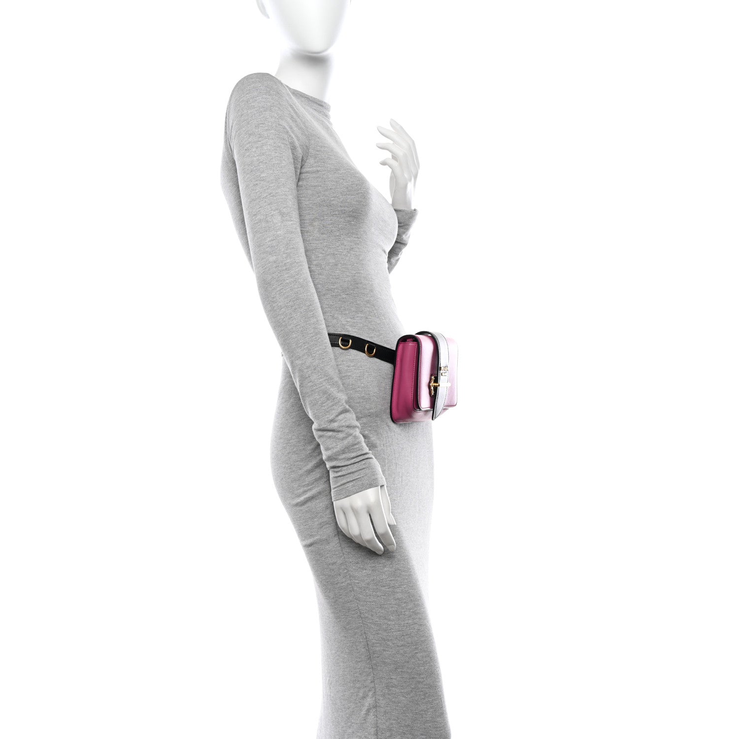 Prada City Calf Cahier Belt Bag Fuxia Black 2 of 10