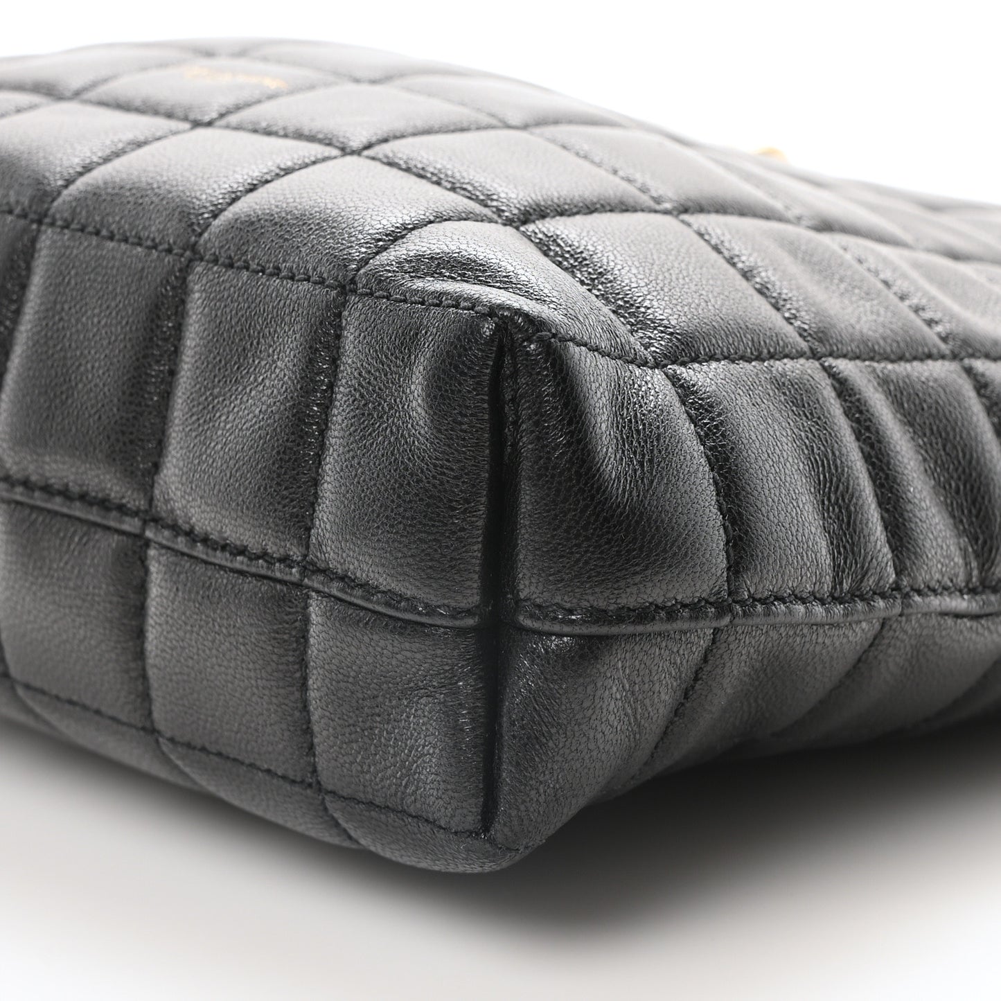Lambskin Carre Quilted Mini Shopping Bag Black
