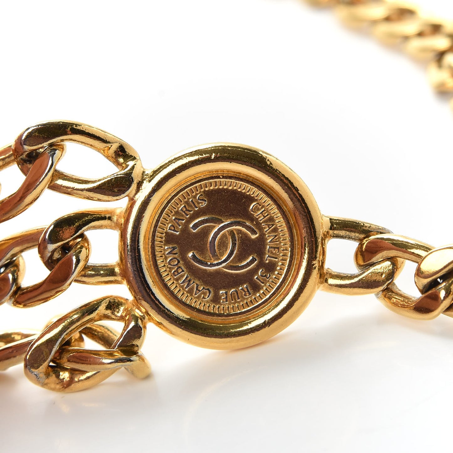 Chain CC Medallion Belt Gold
