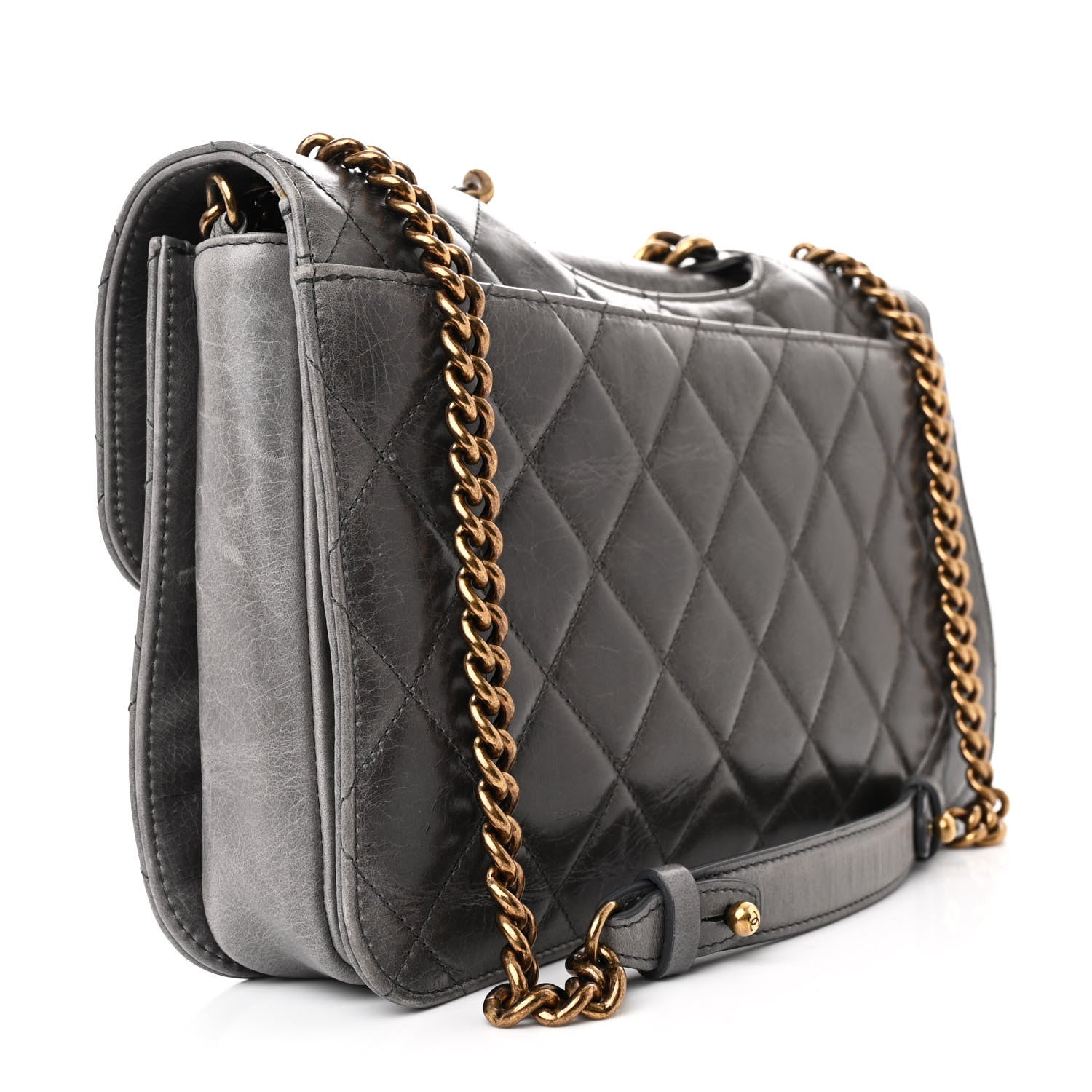 Chanel Glazed Calfskin Quilted Large Perfect Edge Flap Grey 3 of 11
