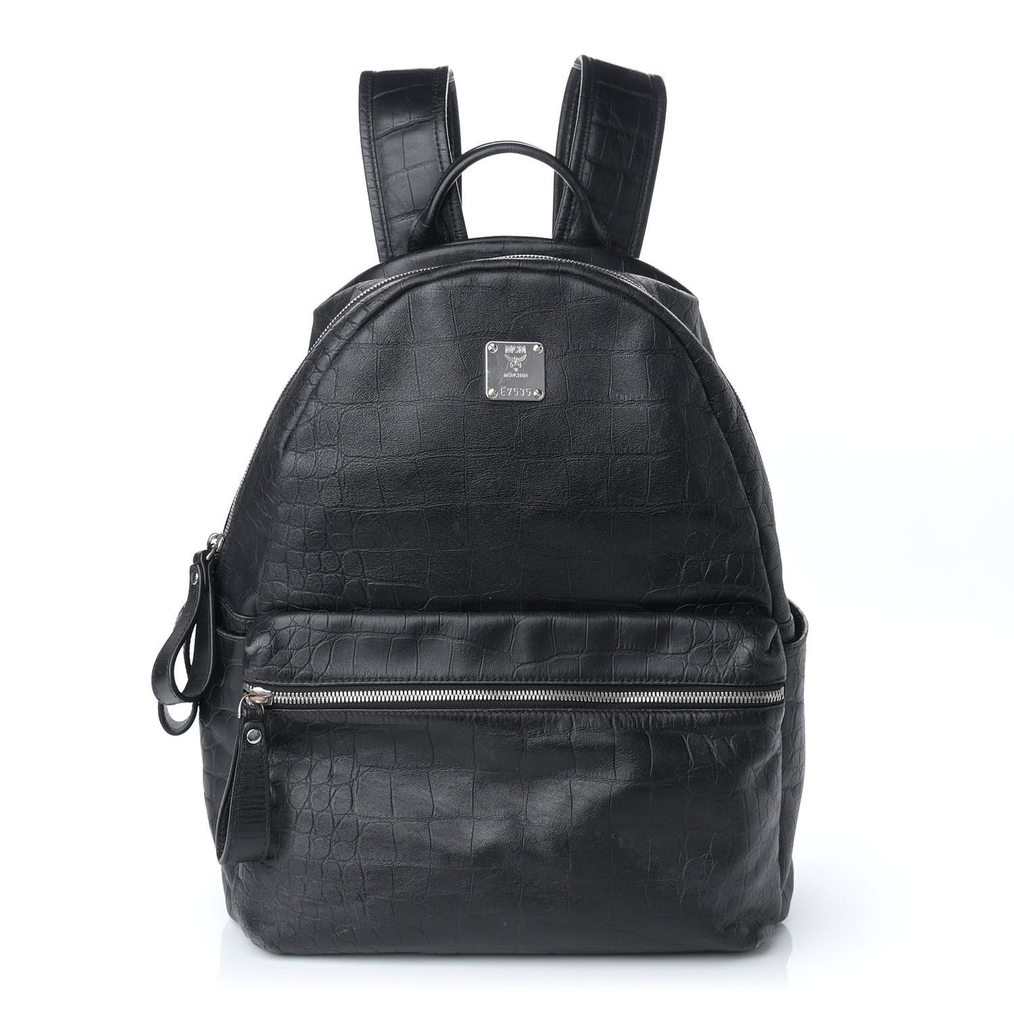 Calfskin Crocodile Embossed Medium Luxus Backpack Black