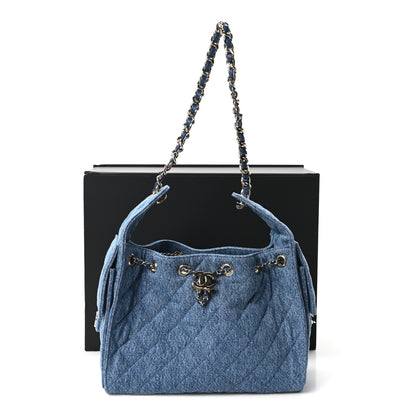 Chanel Denim Quilted Small Chanel 25 Handbag Blue 11 of 11