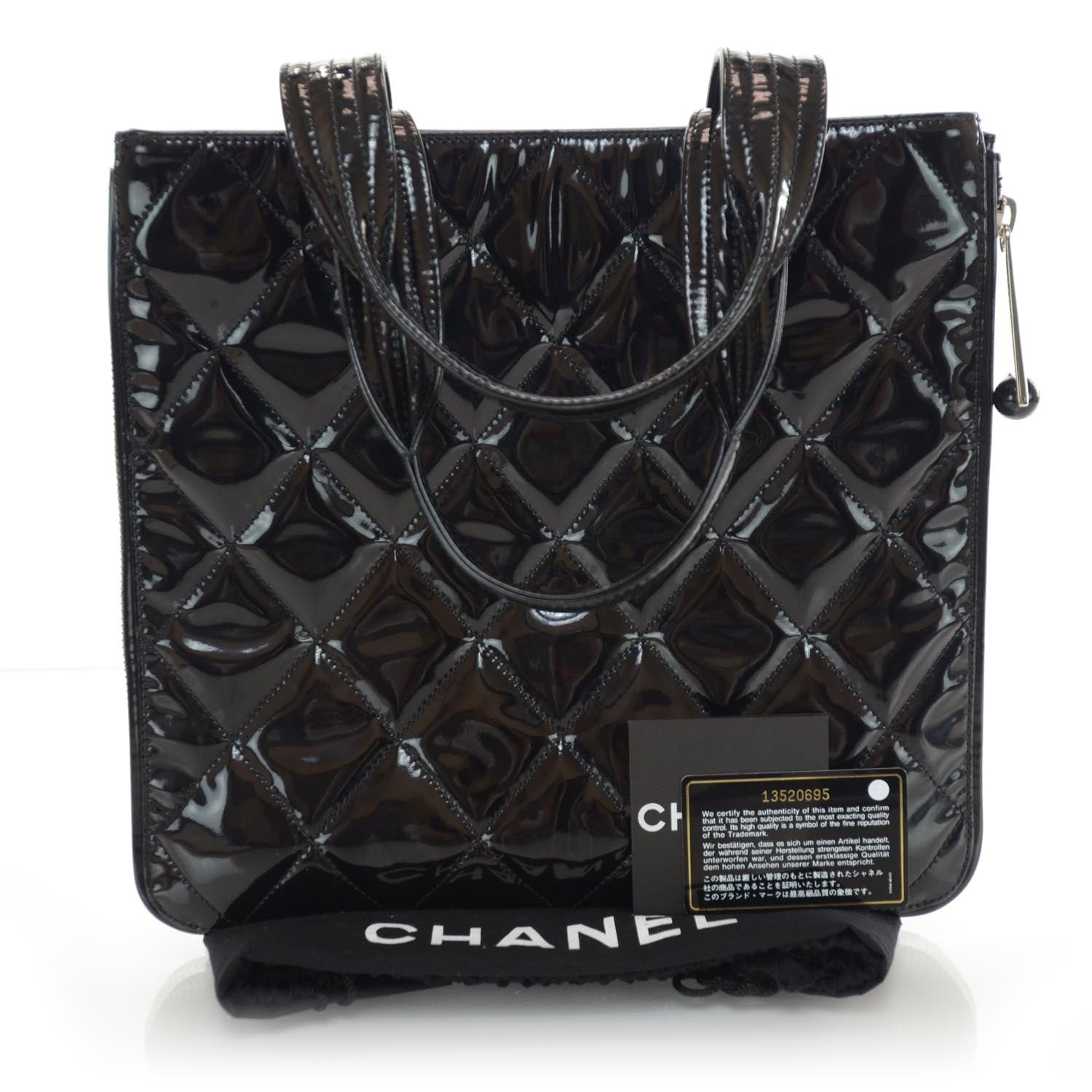 Chanel Vinyl Quilted CC Tote Black 3 of 9