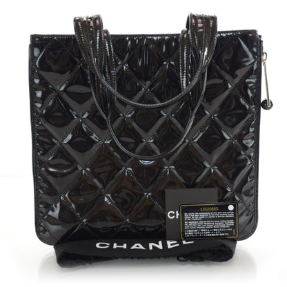 Chanel Vinyl Quilted CC Tote Black 3 of 9