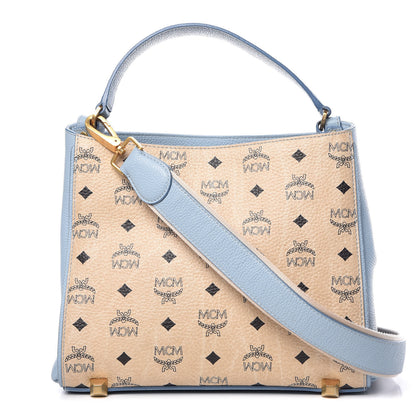 MCM Visetos Small Corina Shoulder Bag Beige Sky Blue 1 of 19