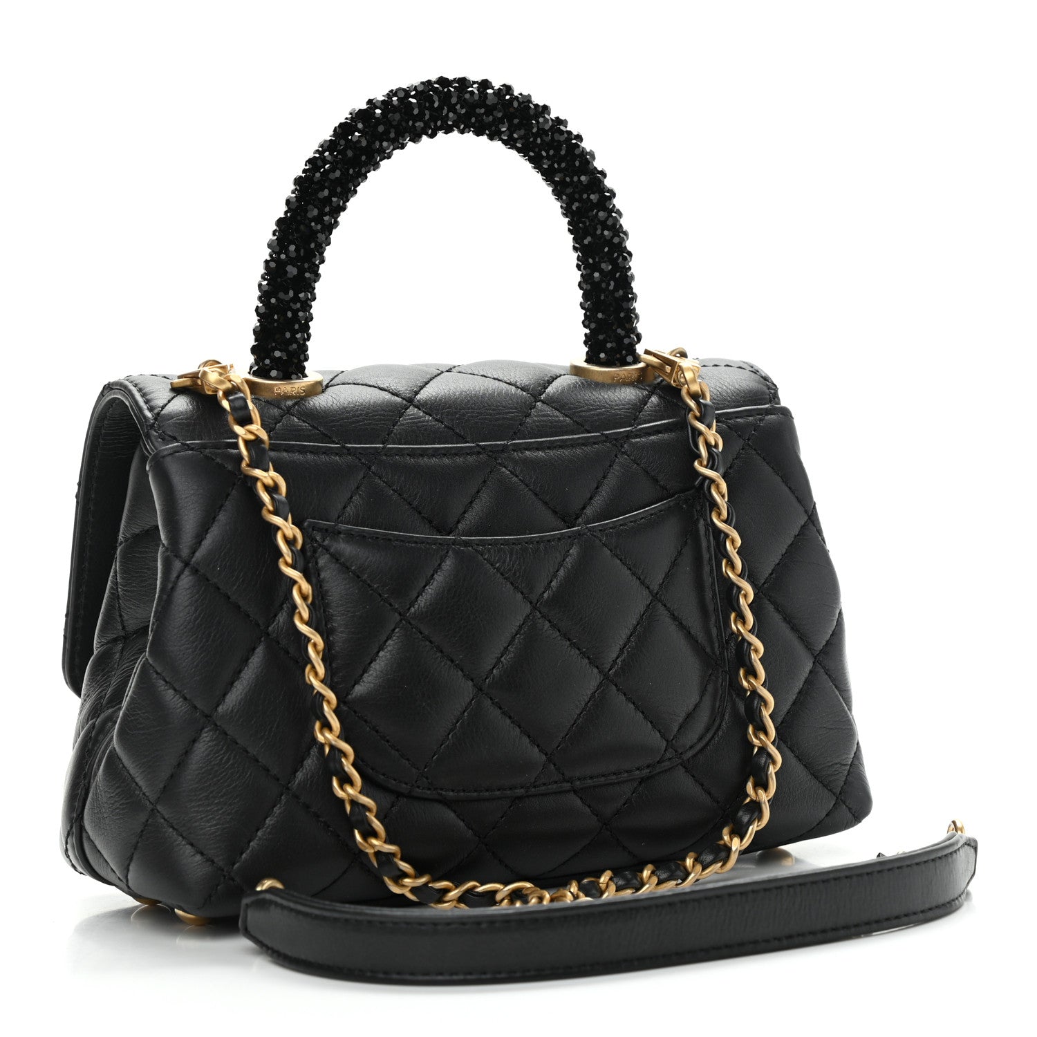 Chanel Calfskin Crystal Quilted Extra Mini Coco Handle Flap Black 3 of 10
