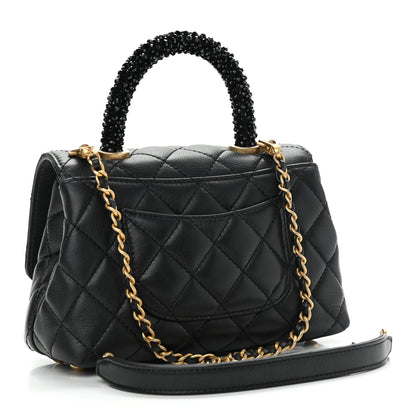 Chanel Calfskin Crystal Quilted Extra Mini Coco Handle Flap Black 3 of 10