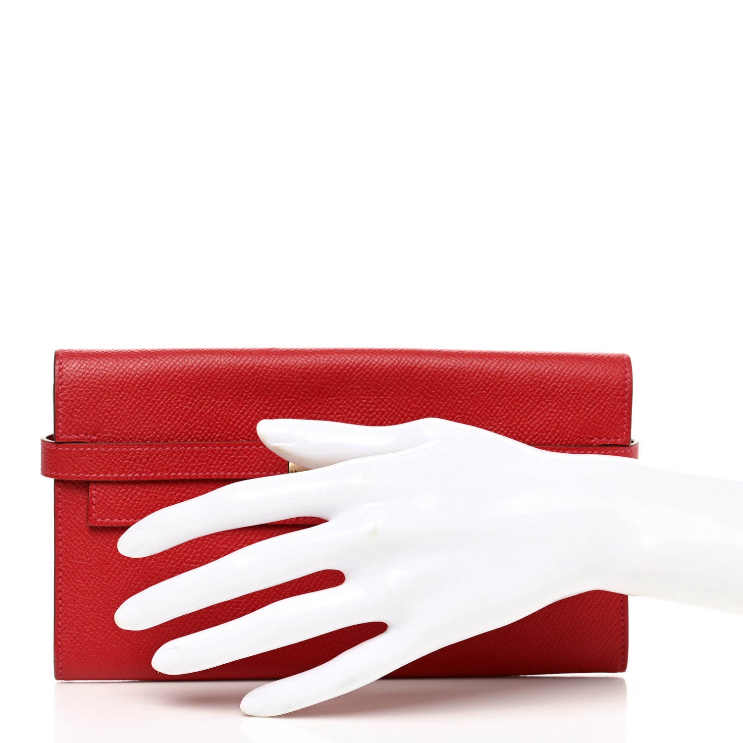 Hermes Epsom Kelly Longue Wallet Rouge Casaque 2 of 9