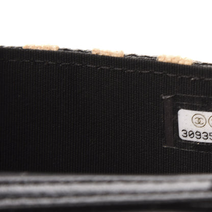 Chanel Raffia Jute Striped Belt Bag Black Beige 9 of 13