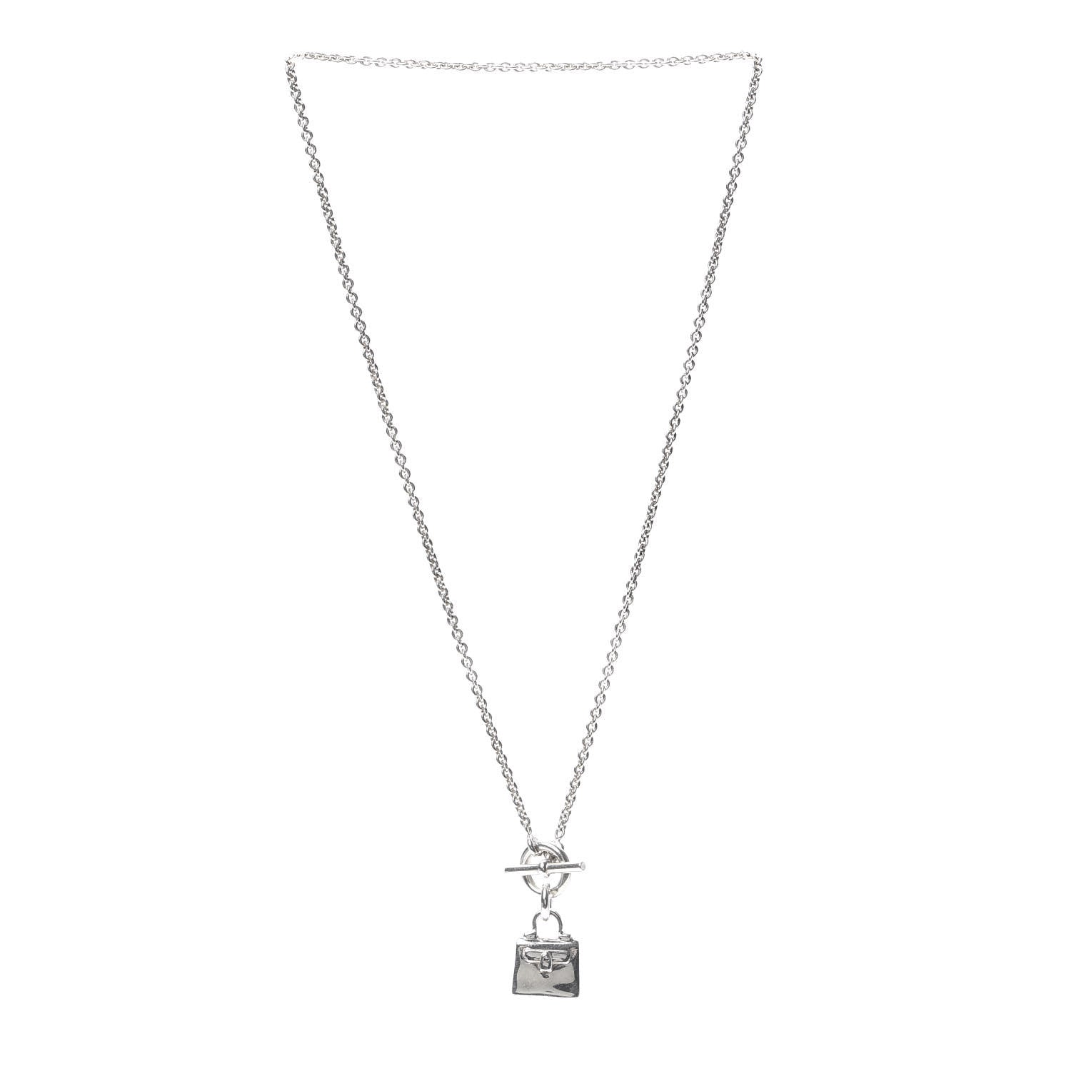 Hermes Sterling Silver Birkin Amulette Pendant Necklace 3 of 5