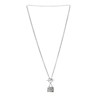 Hermes Sterling Silver Birkin Amulette Pendant Necklace 3 of 5