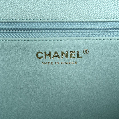 Chanel Caviar Quilted Flap Clutch Light Blue 6 of 8