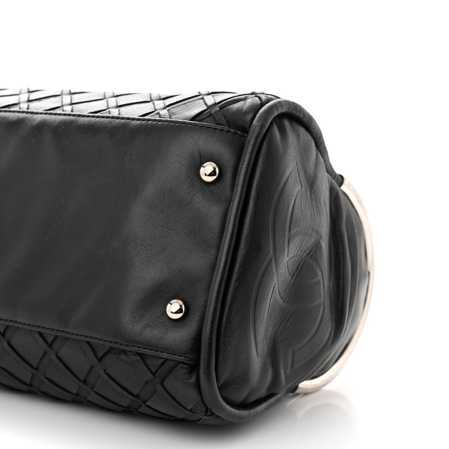 Lambskin Woven Medium Ultimate Soft Sombrero Bag Black