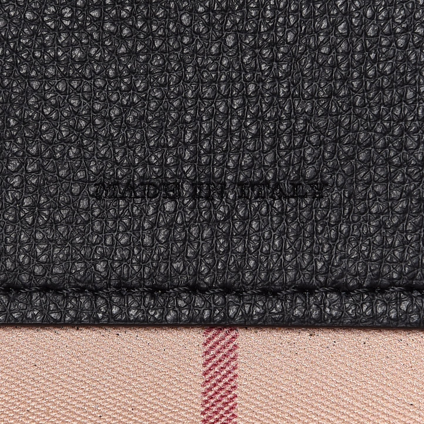 Grainy Calfskin Haymarket Check Medium Reversible Tote Black
