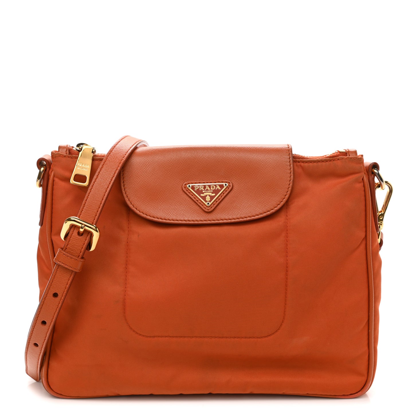 Tessuto Nylon Saffiano Tote Papaya