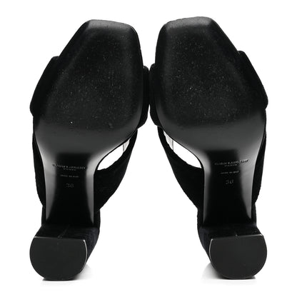 Saint Laurent Velvet LouLou Mules 36 Black 6 of 9
