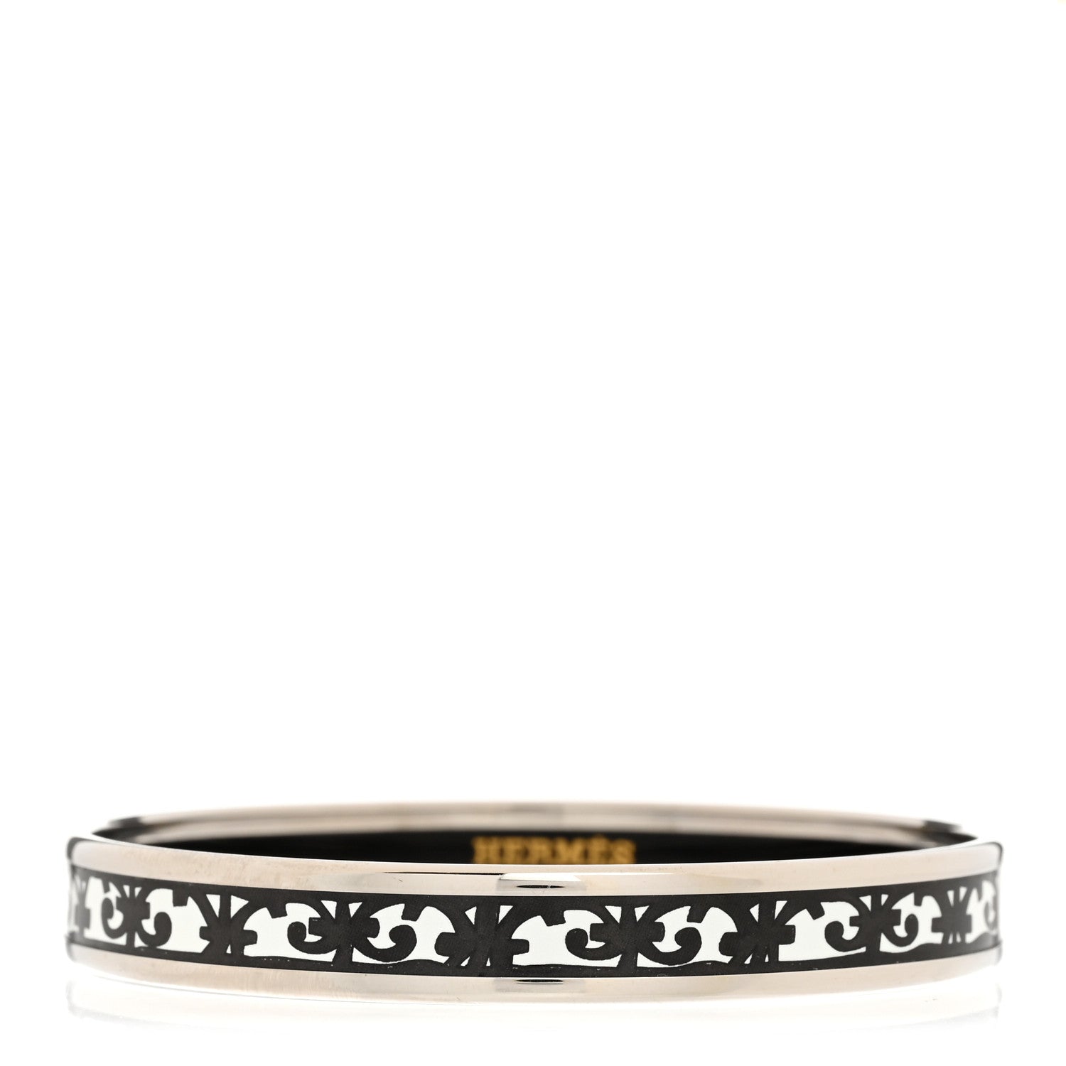 Hermes Enamel Printed Narrow Balcons du Guadalquivir Bracelet 65 Black 1 of 5