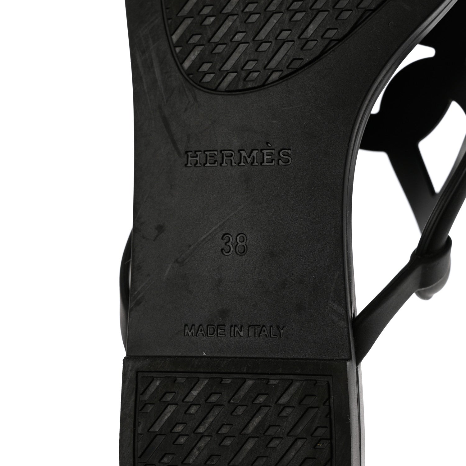 Hermes Rubber Womens Egerie Sandals 38 Black 8 of 11