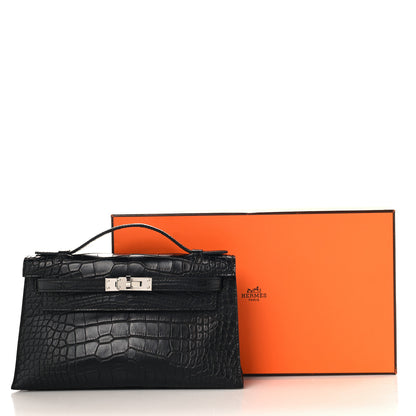 Hermes Matte Alligator Kelly Pochette Black 12 of 12