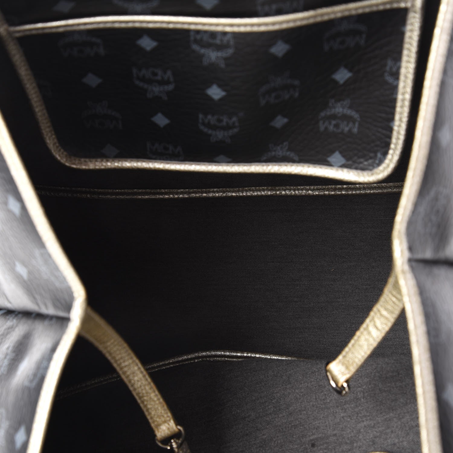 MCM Visetos Striped Munich Lion Tote Black 5 of 10