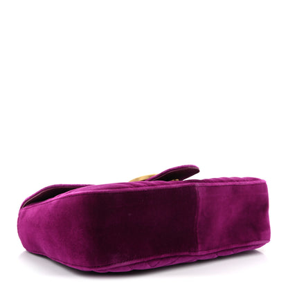 Gucci Velvet Matelasse Small GG Marmont Shoulder Bag Fuchsia Violet Cyclamen 4 of 10