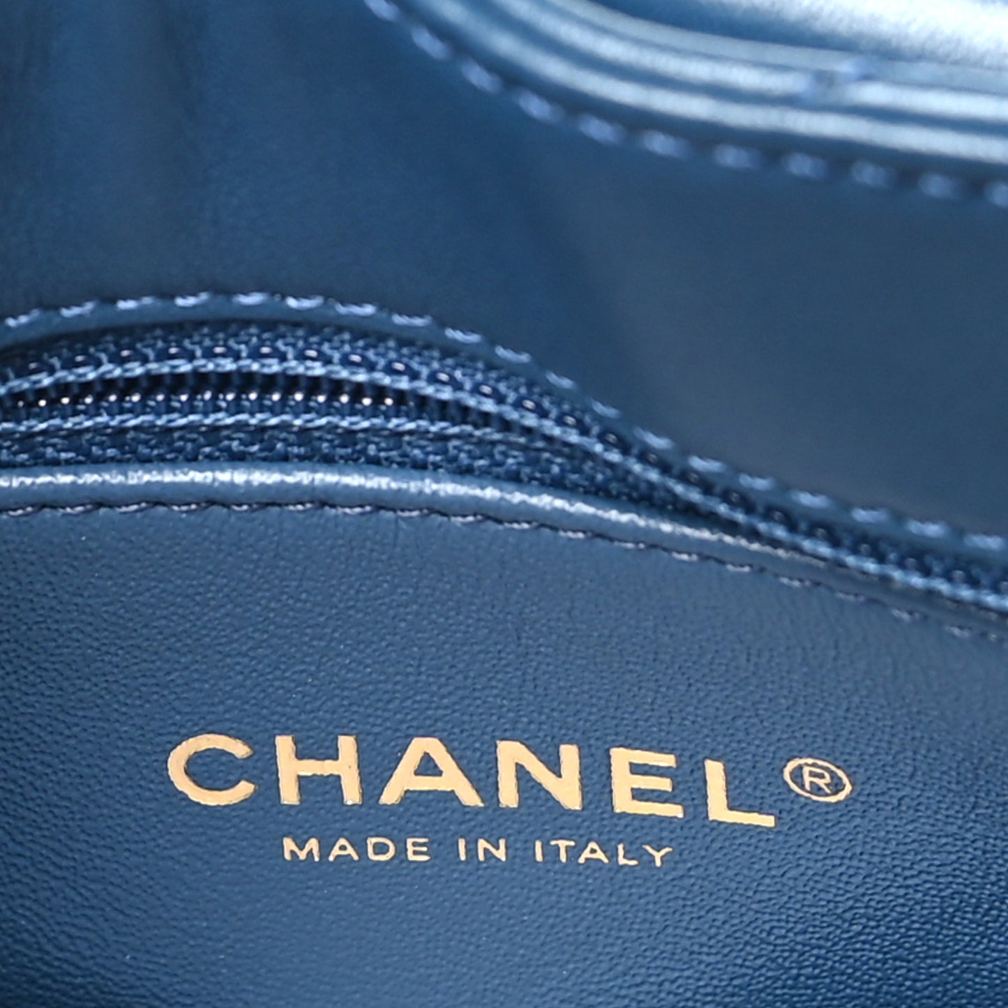 Lambskin Chevron Stitched Medium Envelope Flap Blue