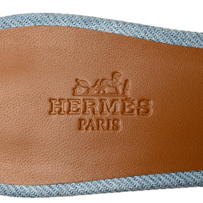 Hermes Denim Oasis Sandals 37 Bleu Clair 7 of 9