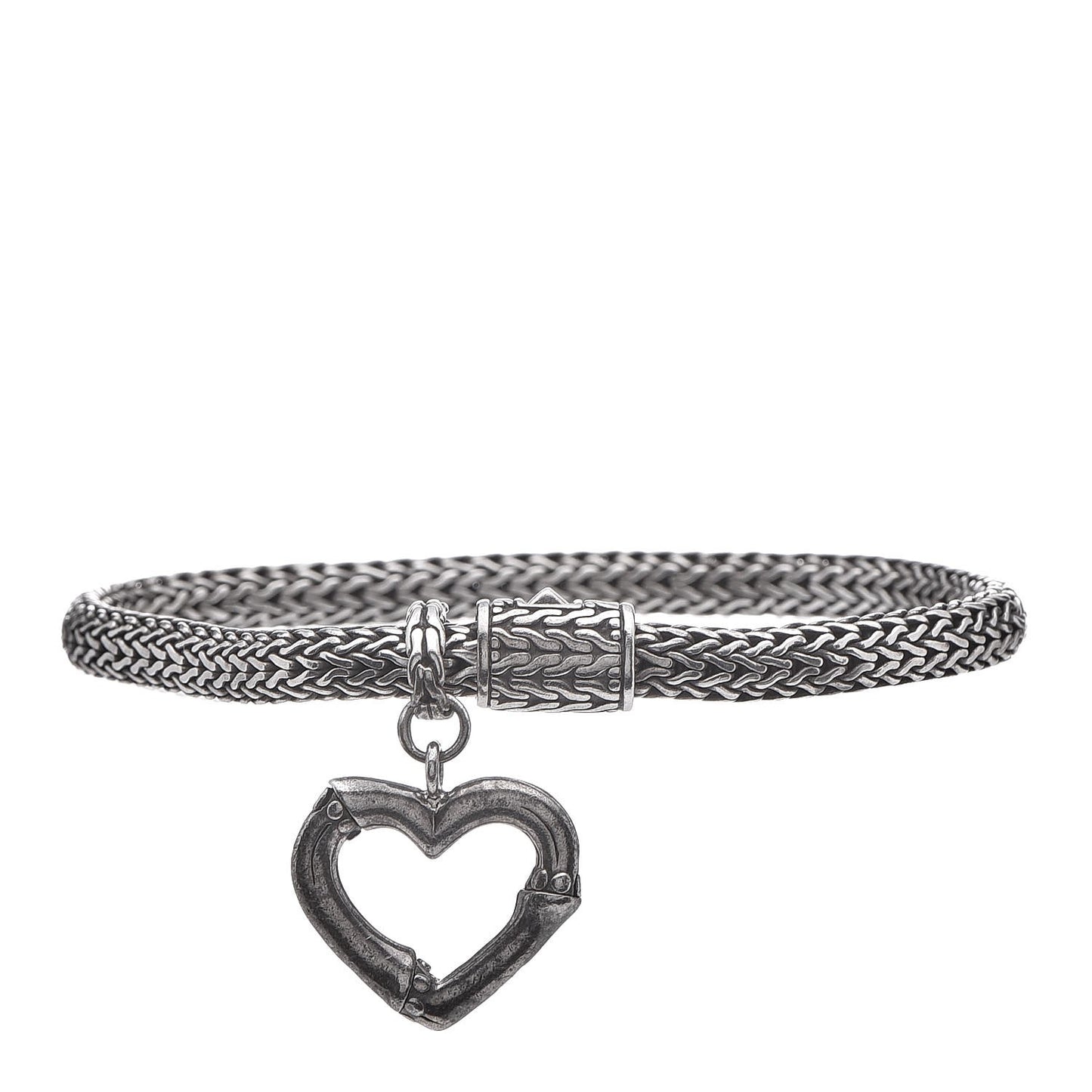 Sterling Silver Bamboo Heart Charm Bracelet