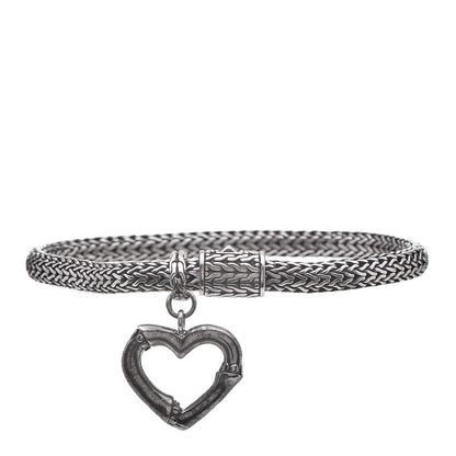 John Hardy Sterling Silver Bamboo Heart Charm Bracelet 1 of 5