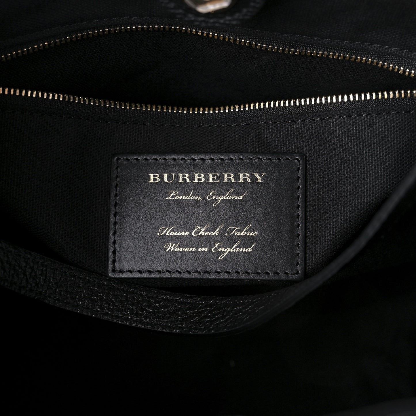 Grainy Calfskin House Check Small Canterbury Tote Black