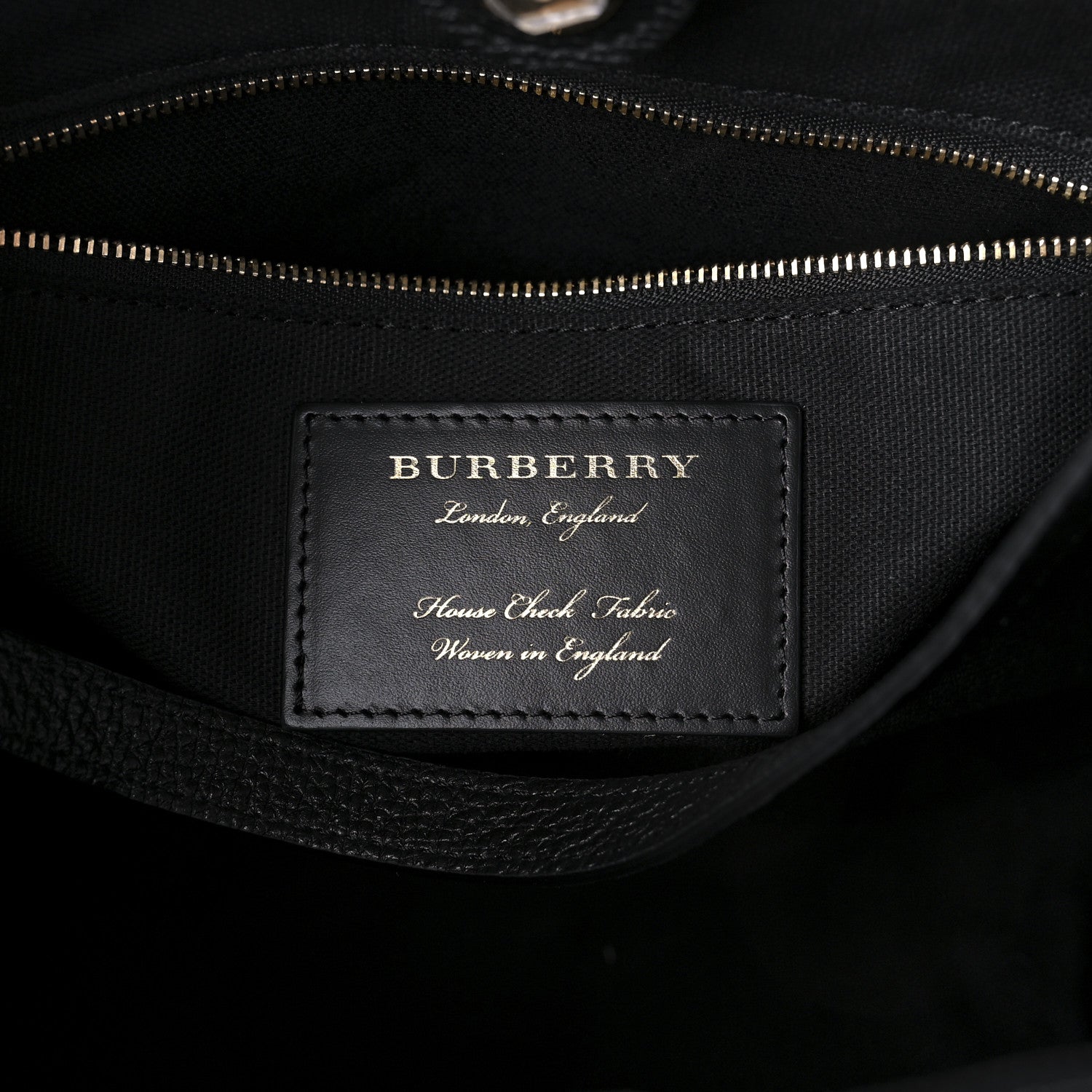 Burberry Grainy Calfskin House Check Small Canterbury Tote Black 6 of 10