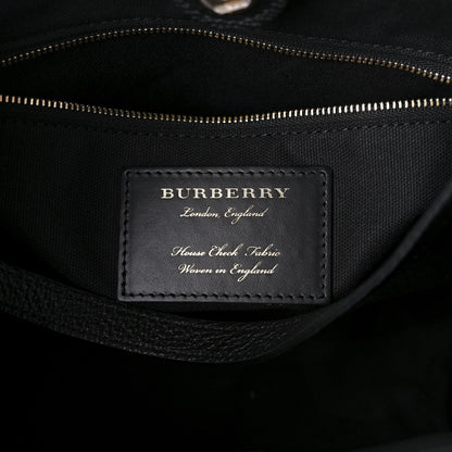 Burberry Grainy Calfskin House Check Small Canterbury Tote Black 6 of 10