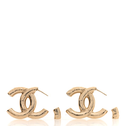 Chanel Metal Large CC Earrings Light Gold 3 of 5