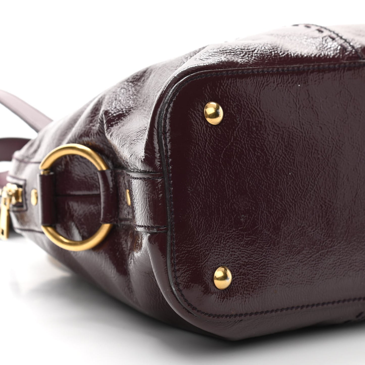 Patent Calfskin Large Muse Eggplant