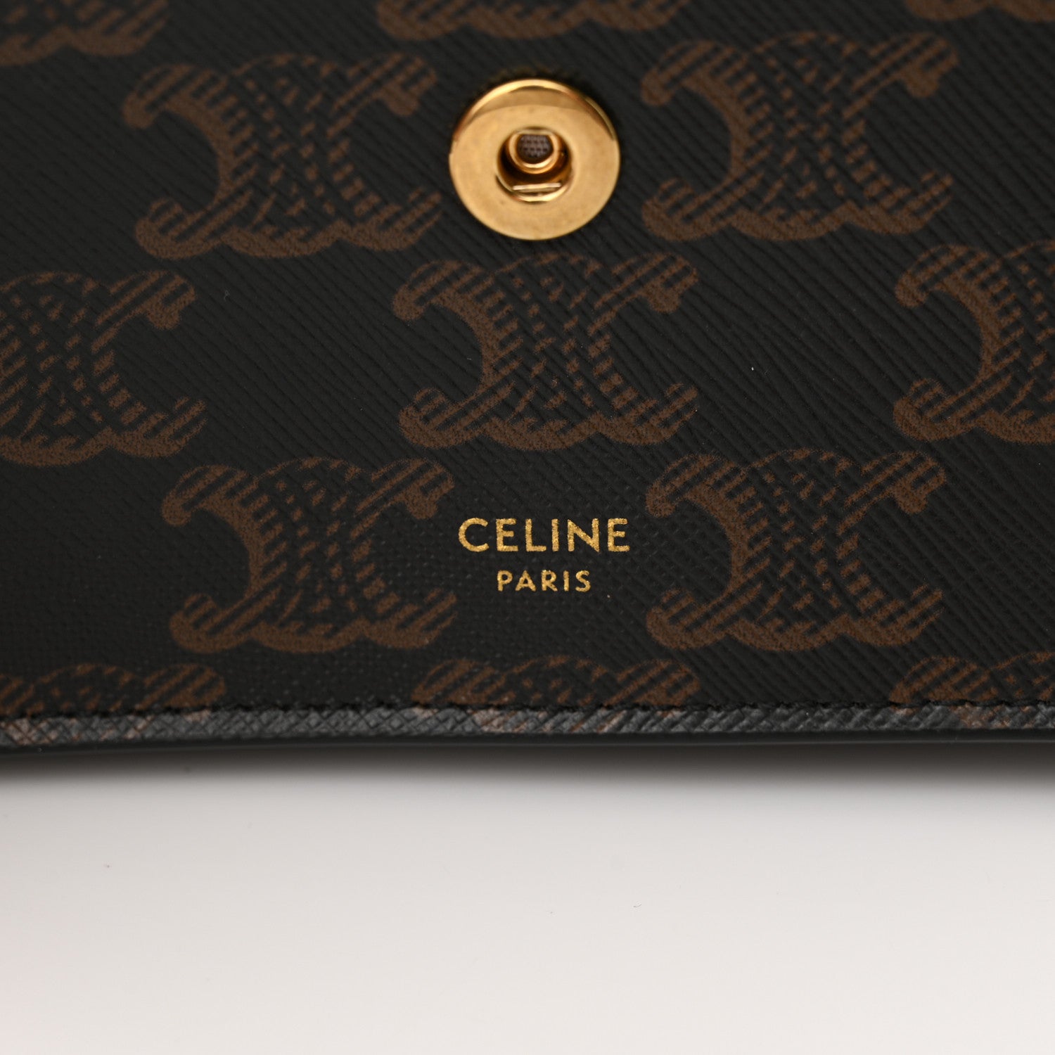 Celine Triomphe Canvas Lambskin Wallet On Strap Tan 7 of 11