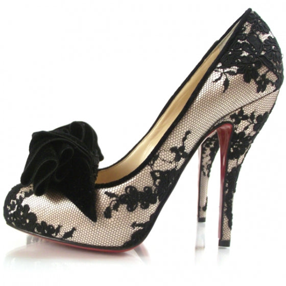 Christian Louboutin Satin Lace Bow Pumps 38.5 2 of 7