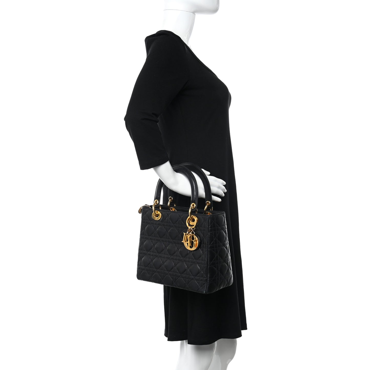 Lambskin Cannage Medium Lady Dior Black