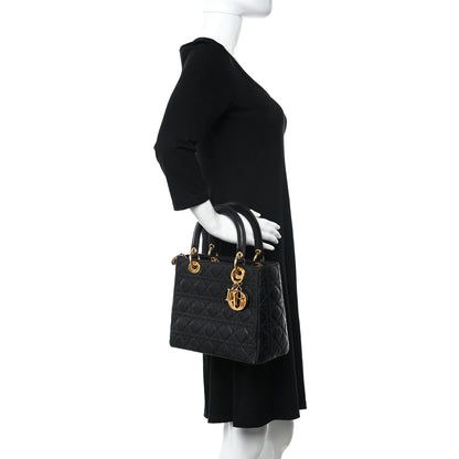 Christian Dior Lambskin Cannage Medium Lady Dior Black 2 of 12