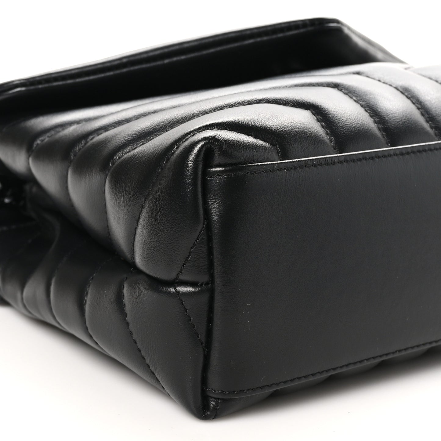 Calfskin Y Quilted Monogram Monochrome Small Loulou Chain Satchel Black