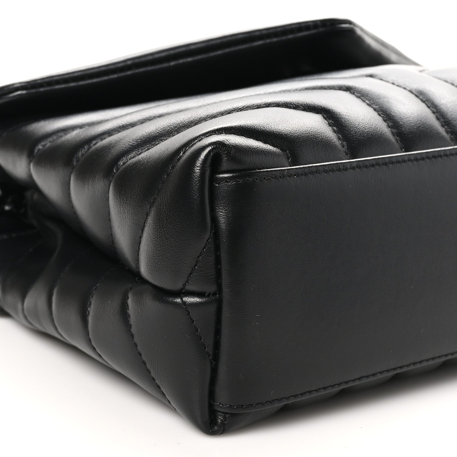 Saint Laurent Calfskin Y Quilted Monogram Monochrome Small Loulou Chain Satchel Black 9 of 10